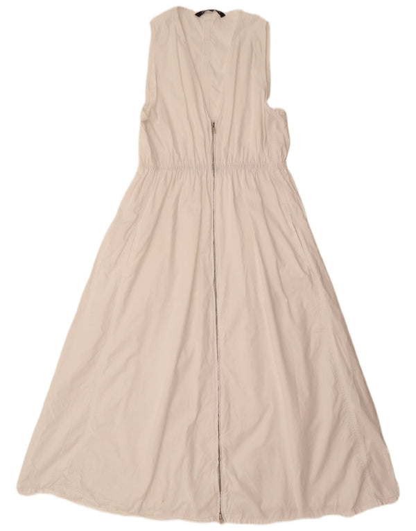 Zara Robe longue sans manches pour femme UK 14 Grand coton blanc