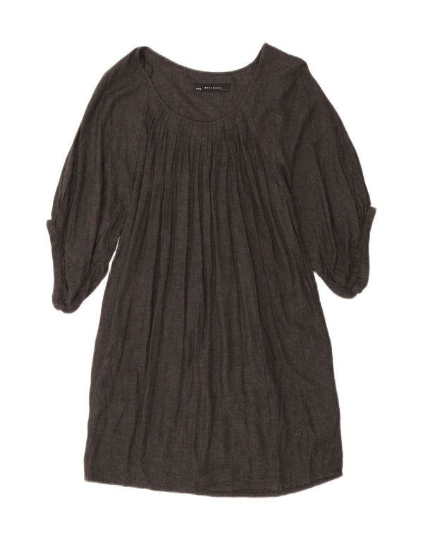 Zara Robe de tente surdimensionnée à manches 3/4 pour femme UK 10 Small Gris Viscose