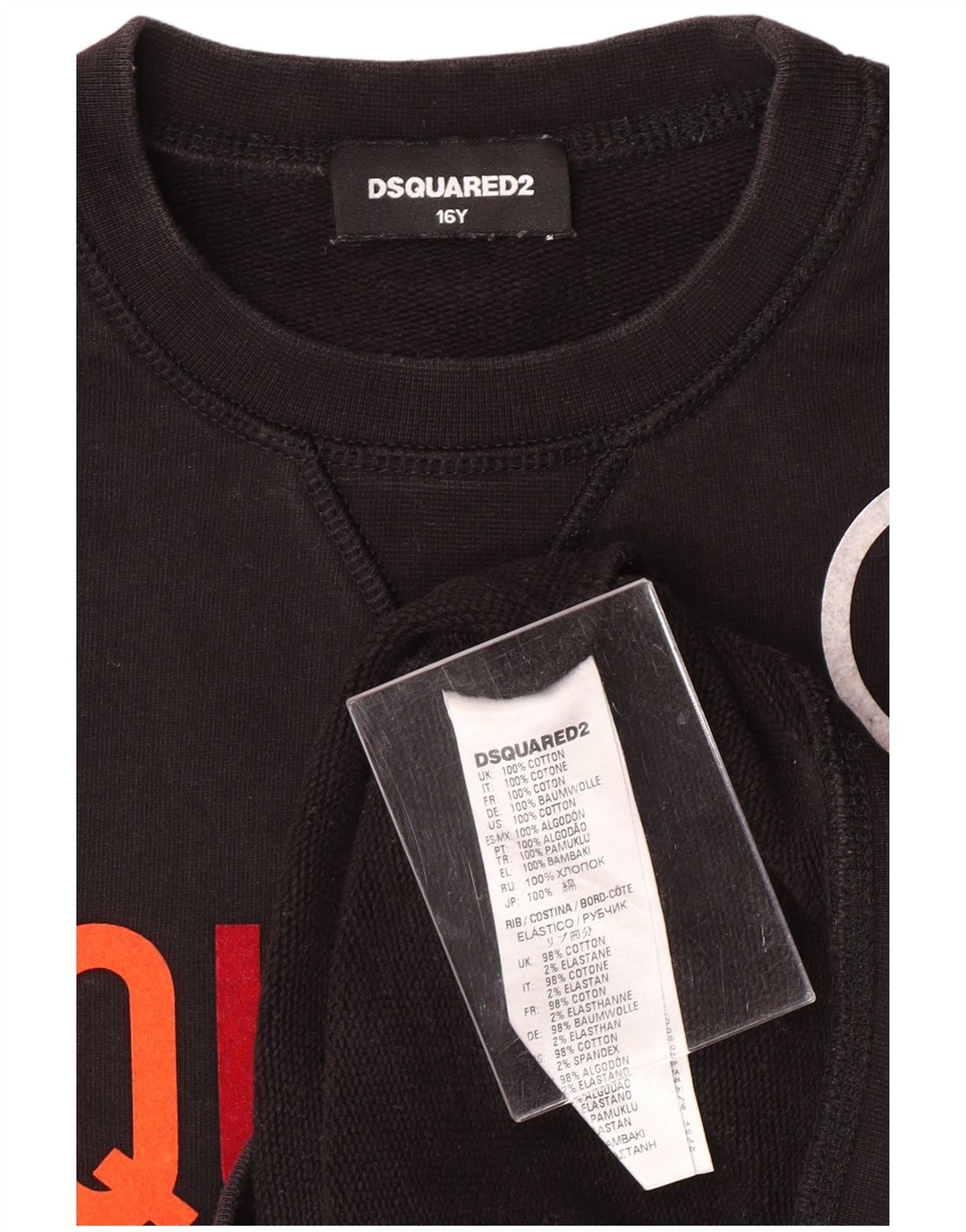 DSQUARED2 Sweatshirt Graphique Fille 15-16 ans Noir Coton