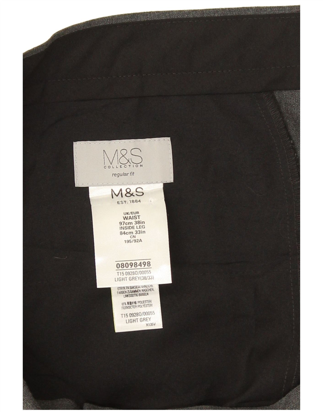 Marks & Spencer Pantalon de costume coupe classique pour homme W38 L28 Gris Polyester