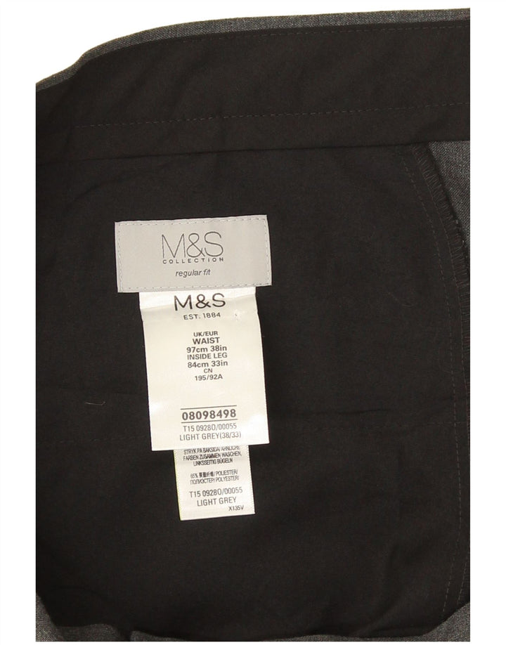 Marks & Spencer Pantalon de costume coupe classique pour homme W38 L28 Gris Polyester