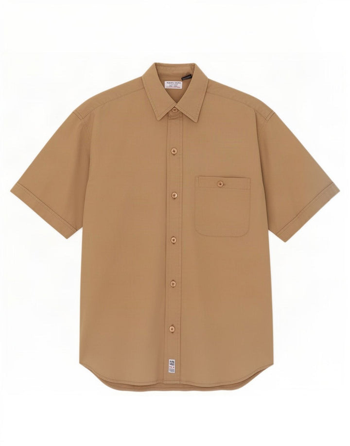 Guess Chemise à Manches Courtes Homme Petit Coton Beige