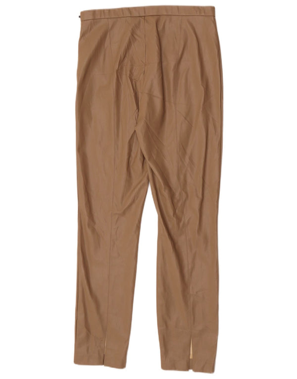 Zara Femme Pantalon Slim Simili Cuir Large W30 L28 Beige Polyuréthane