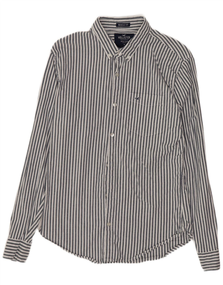 HOLLISTER Chemise Muscle Homme Gris Moyen Rayé Coton