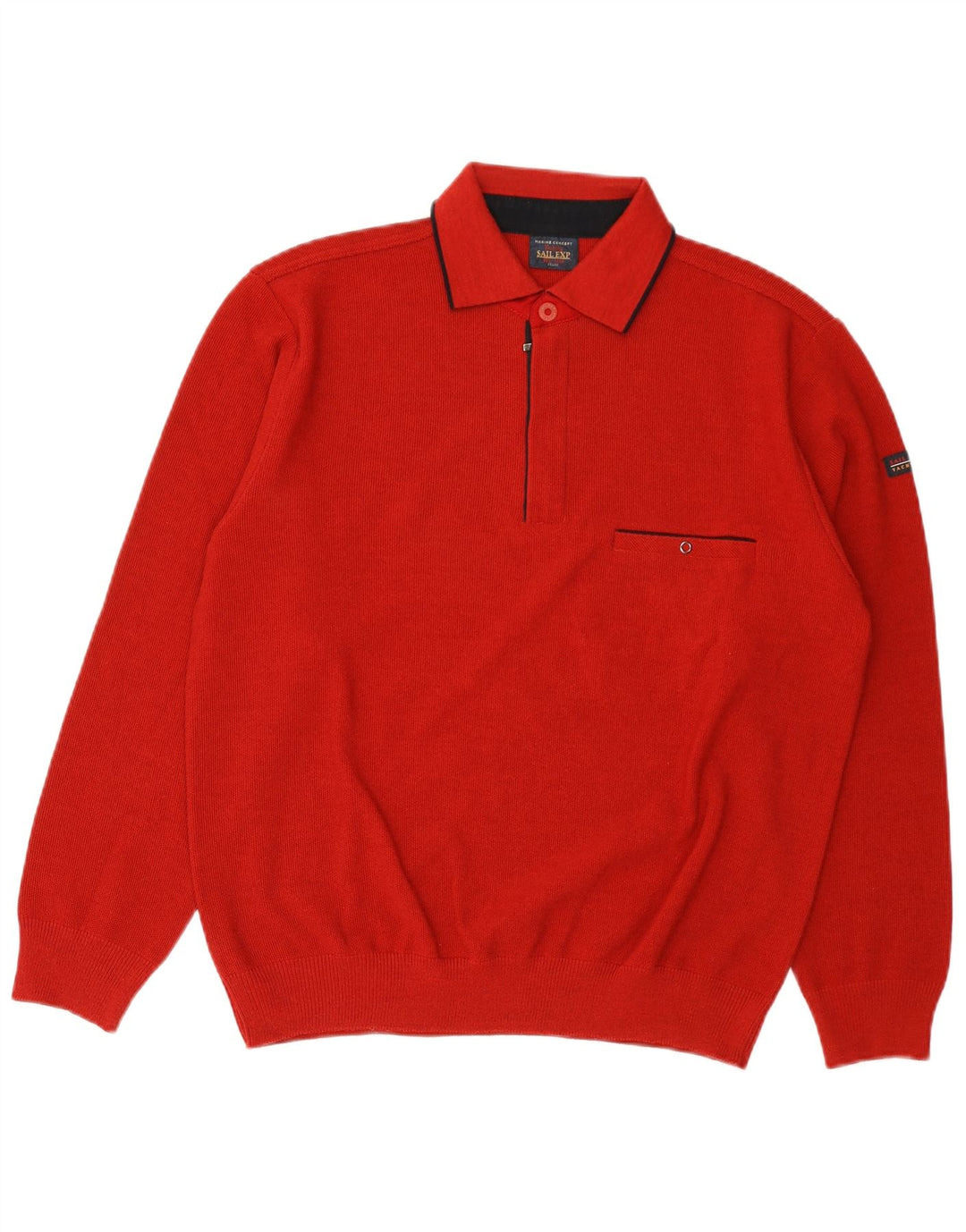 Sail Exp Pull col polo pour homme IT 50 Laine rouge moyen
