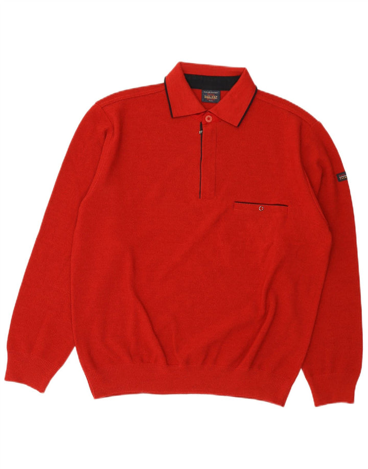 Sail Exp Pull col polo pour homme IT 50 Laine rouge moyen