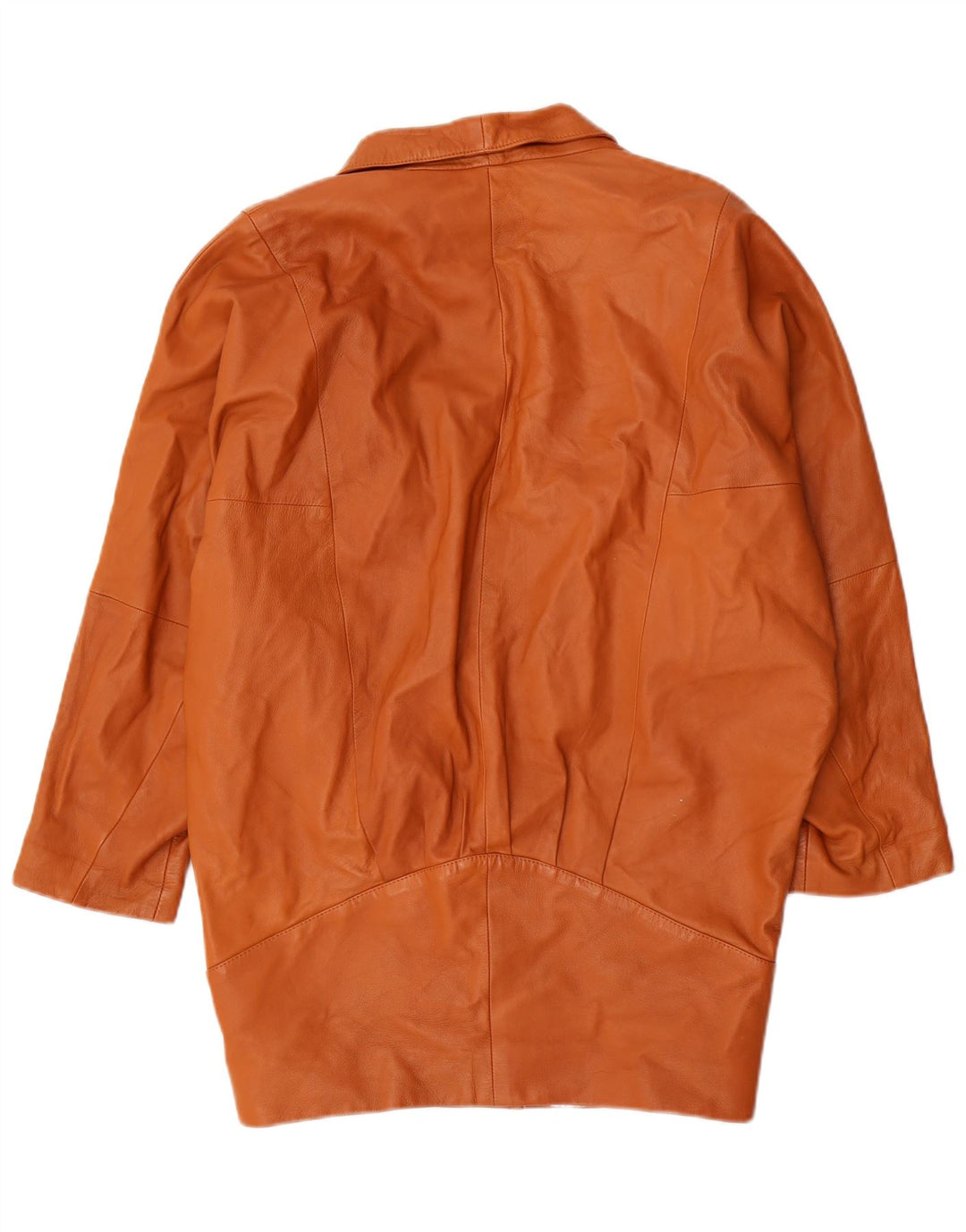 vintage Femmes Batwing Manteau en cuir EU 36 Petit Brun