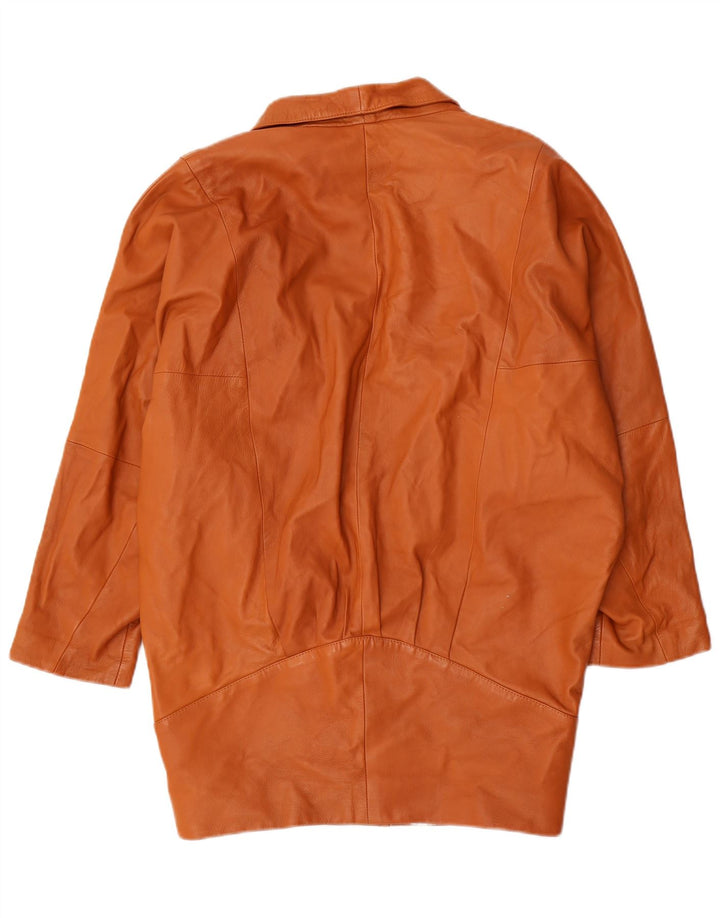 vintage Femmes Batwing Manteau en cuir EU 36 Petit Brun