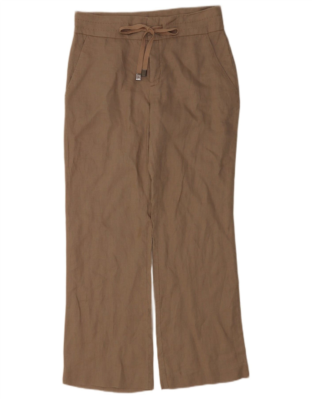 Zara Pantalon Droit Femme Moyen W28 L29 Lin Beige