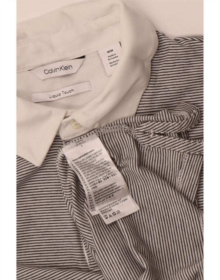 CALVIN KLEIN Polo Homme Gris Moyen à Fines Rayures en Coton