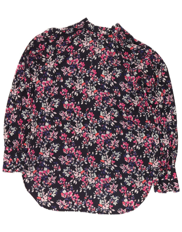 French Connection Haut chemisier asymétrique pour femme UK 8 Petit Bleu Marine Floral