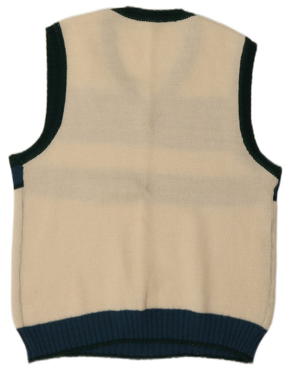 Vintage Womens Vest Débardeur IT 48 XL Blanc Colourblock