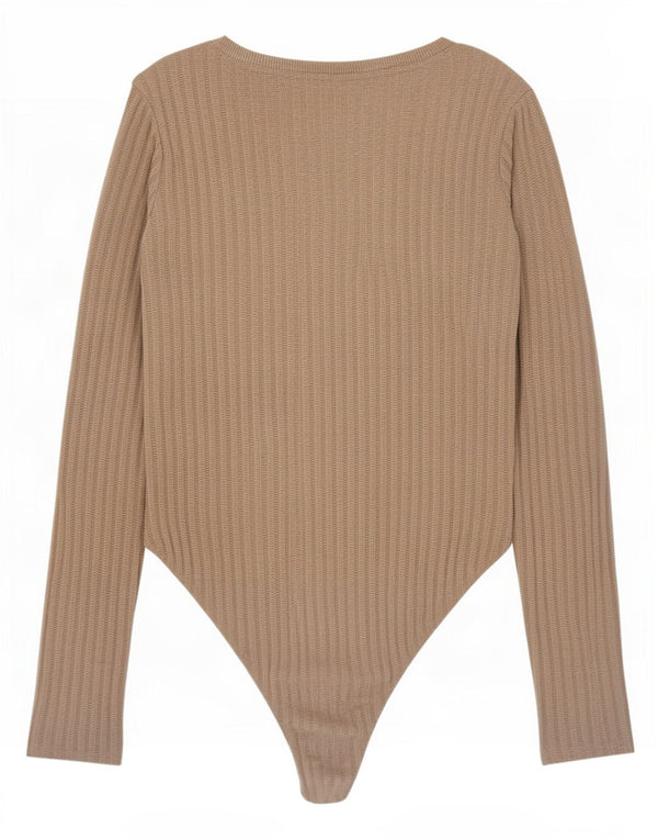 Zara Body à manches longues pour femme UK 10 Small Gris Polyester
