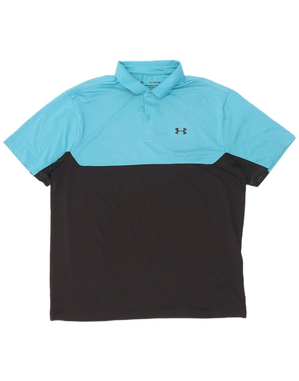 Under Armour Polo Heat Gear XL Homme Bleu Colorblock Polyester