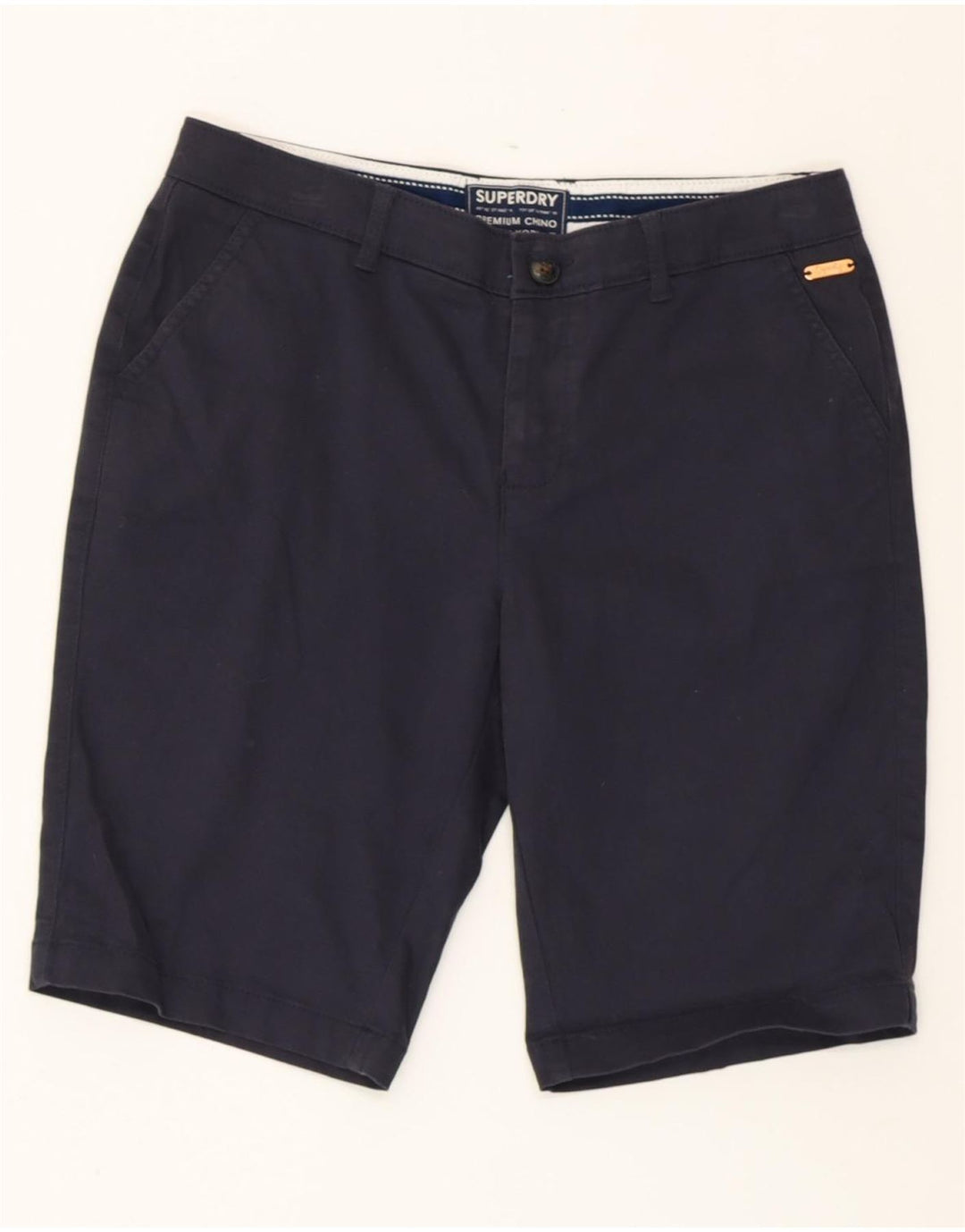 SUPERDRY Short Chino Femme UK 10 Small W30 Bleu Marine Coton