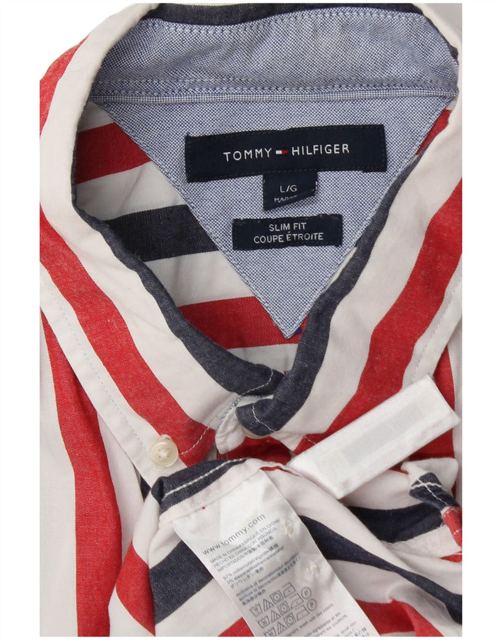 Tommy Hilfiger Chemise Slim Fit pour hommes en coton à fines rayures multicolores