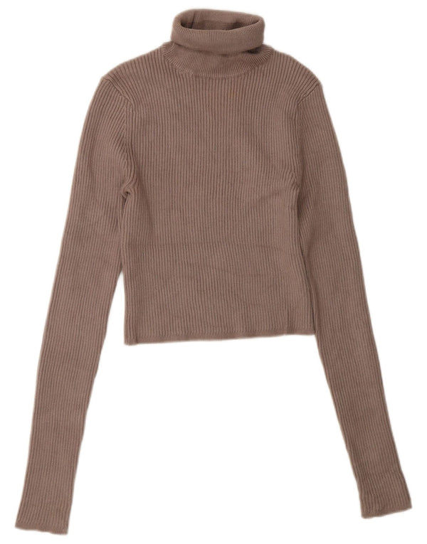 Zara Pull court à col roulé pour femme UK 10 Small Gris Viscose
