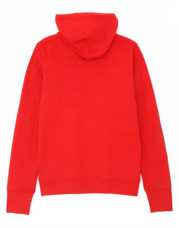 Superdry Pull à capuche graphique pour femme UK 12 Coton à pois rouge moyen