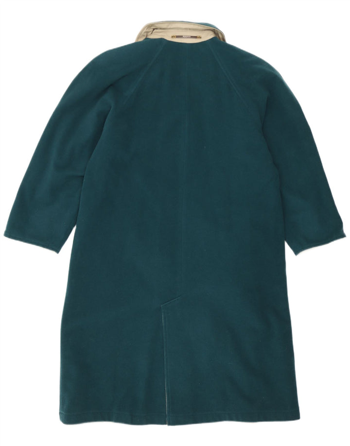vintage Femme Réversible Pardessus EU 40 Laine Vert Moyen