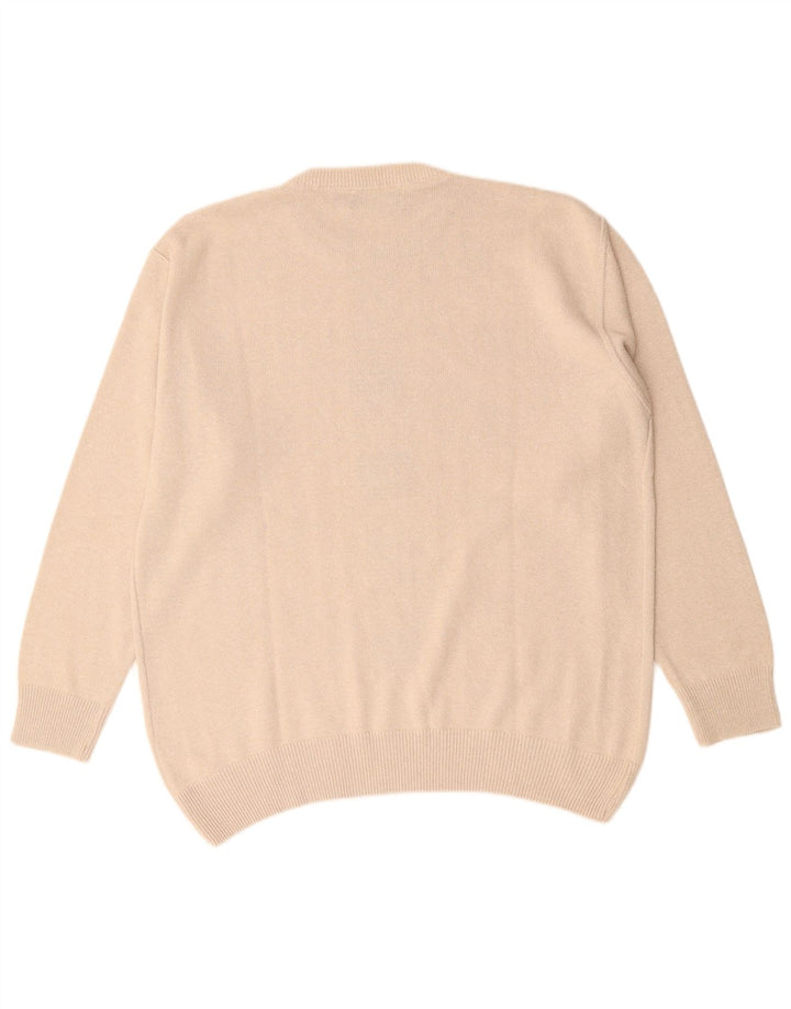DARDANO Pull col rond homme XL coton géométrique beige