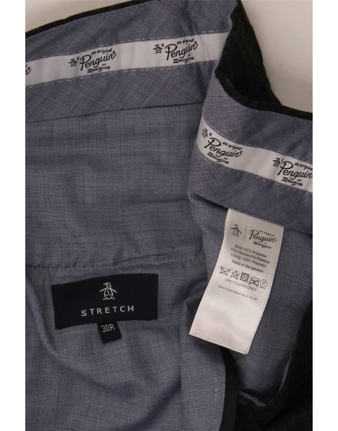 Penguin Pantalon de Costume Slim Homme W30 L32 Gris à Carreaux Polyester