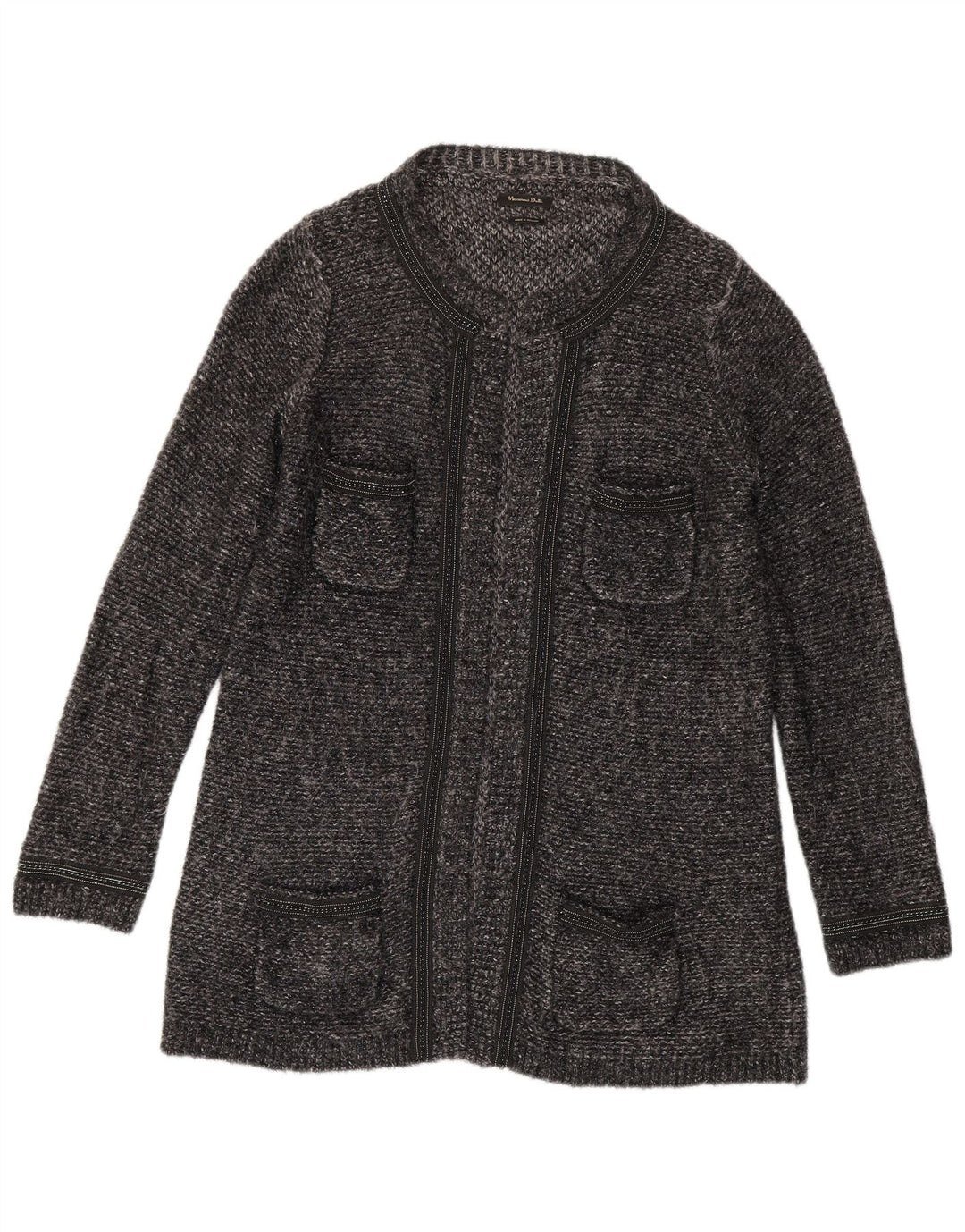 Massimo Dutti Cardigan long pour femme UK 14 Gris moyen moucheté