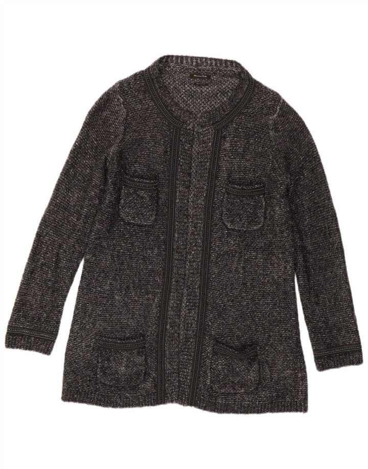 Massimo Dutti Cardigan long pour femme UK 14 Gris moyen moucheté