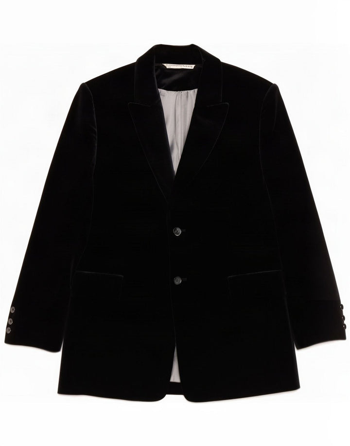 St. Veste blazer en velours à 2 boutons Bernard pour femme UK 16 Large Bleu marine
