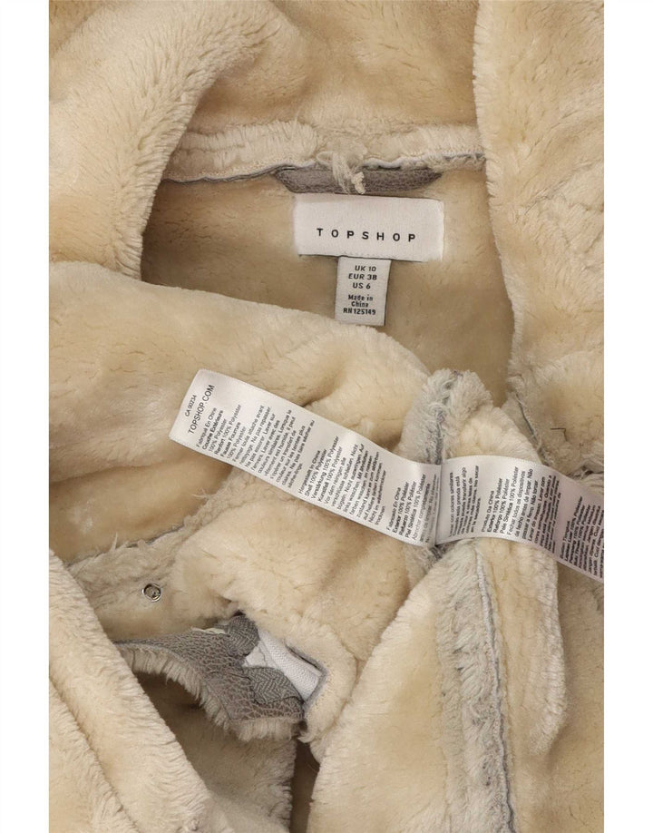 Topshop Veste Sherpa surdimensionnée pour femme UK 10 Petit Gris Polyester
