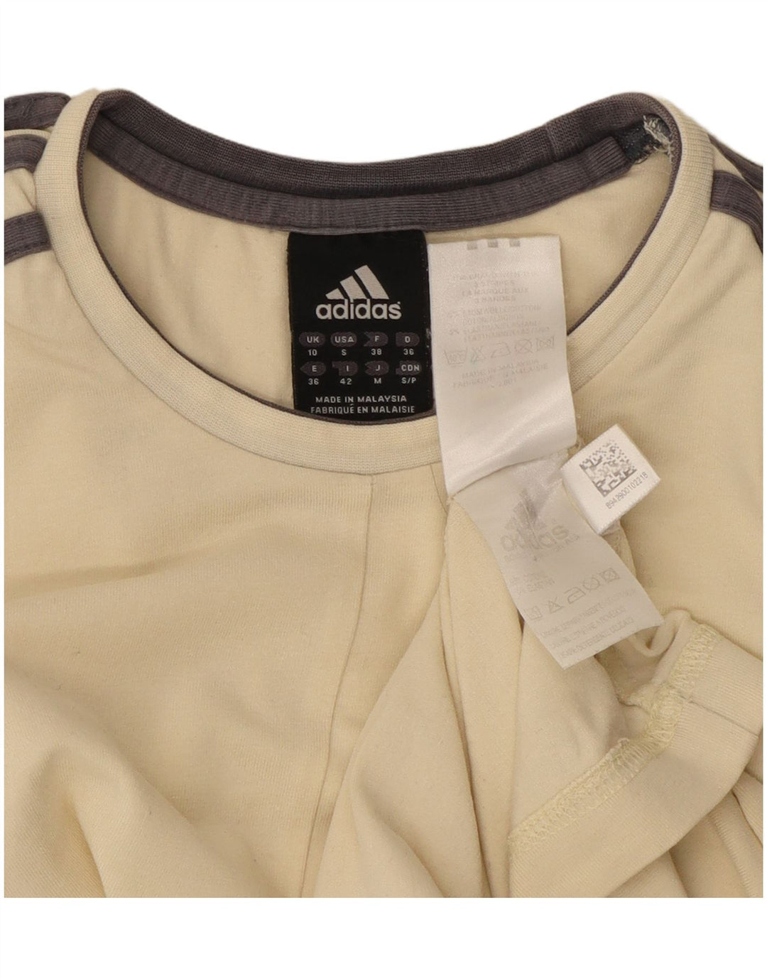 ADIDAS T-shirt graphique pour femme UK 10 Petit coton blanc cassé