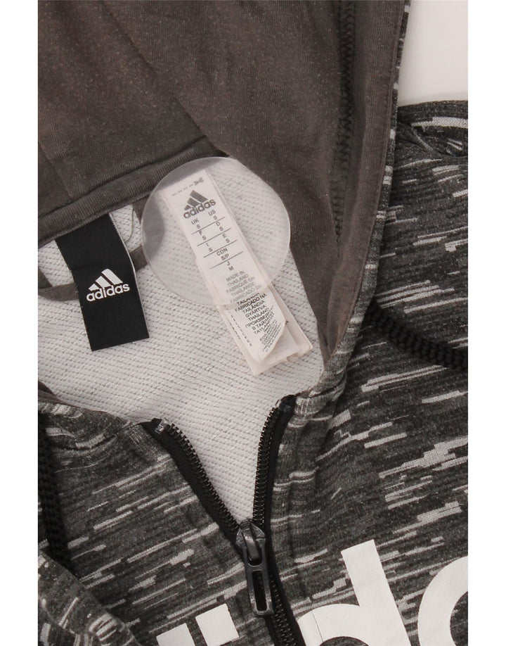 Adidas Pull à capuche zippé graphique pour homme Petit polyester moucheté gris