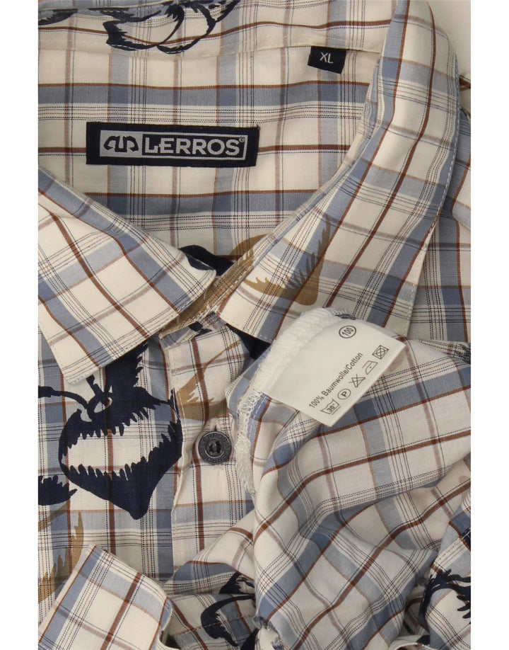 LERROS Chemise à Manches Courtes Homme XL Bleu Carreaux Coton