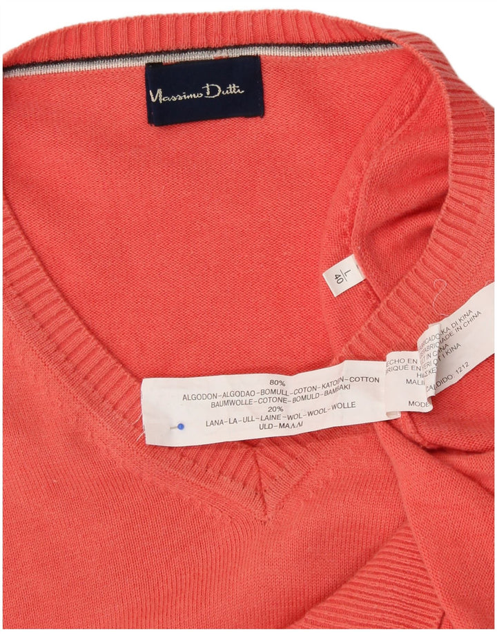 MASSIMO DUTTI Pull Col V Homme Grand Rose Coton