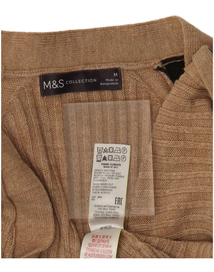 Marks & Spencer Pull Cardigan Ouvert pour Femme UK 12 Beige Moyen Colorblock
