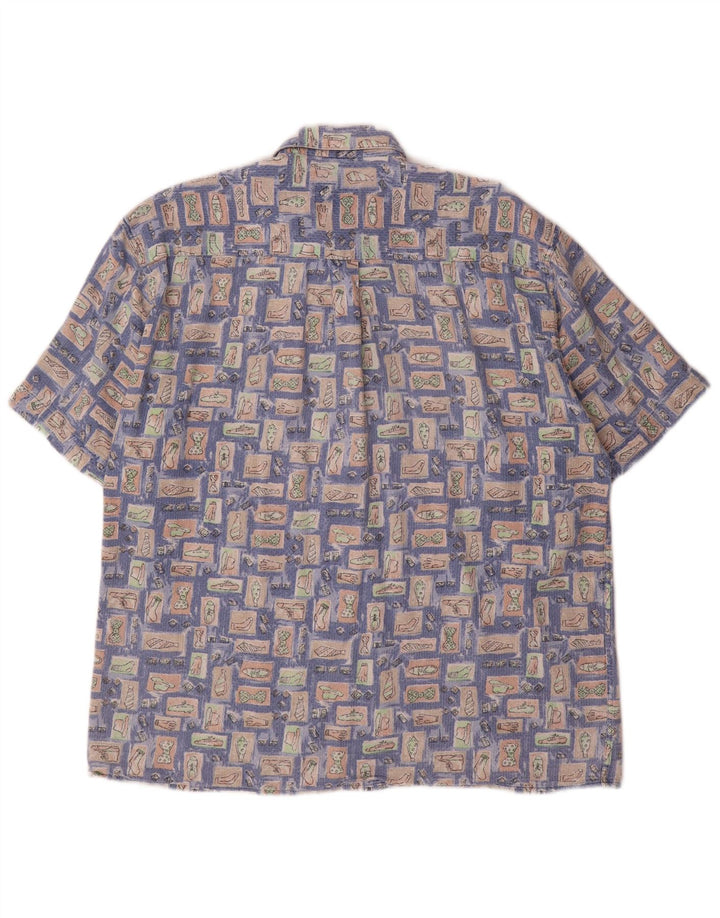 HATICO Chemise à Manches Courtes Homme Grand Bleu Géométrique