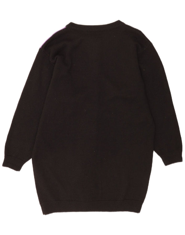 vintage Femme Longline Cardigan Pull EU 40 Medium Black Colourblock