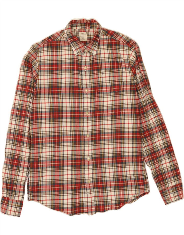 J. CREW Mens Slim Flannel Shirt Medium Red Check Cotton Vintage J. Crew and Second-Hand J. Crew from Messina Hembry 
