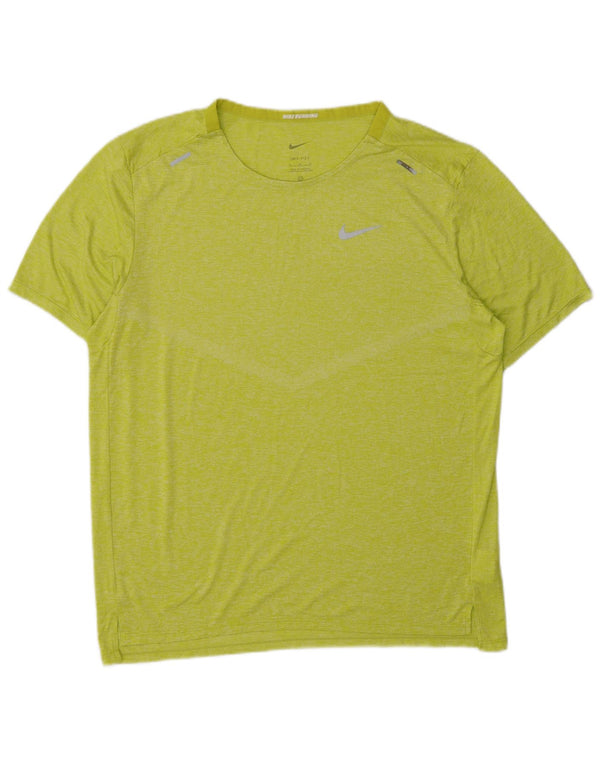 Nike Mens Running T-Shirt Top Medium Green Polyester Sports