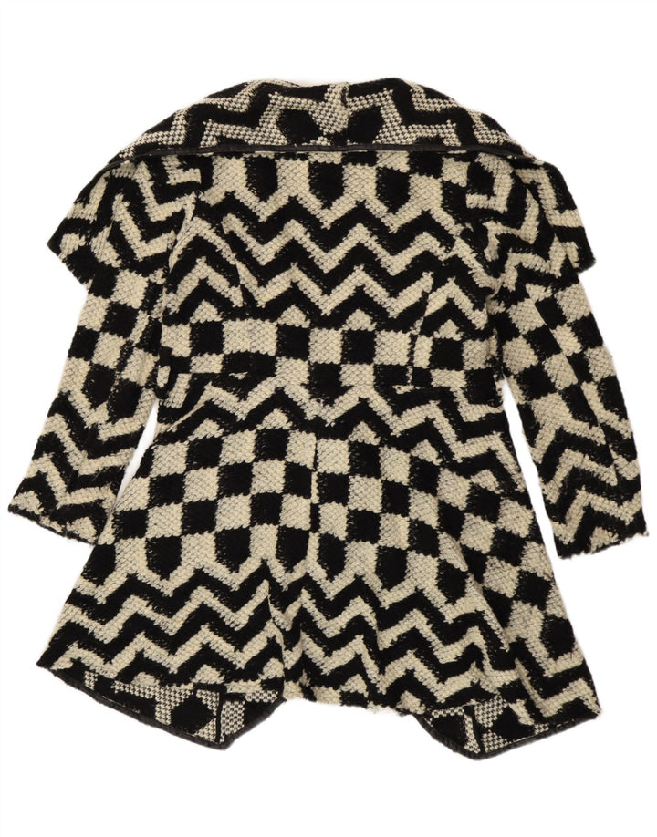 Oasis Pardessus Femme UK 16 Large Viscose Géométrique Noir