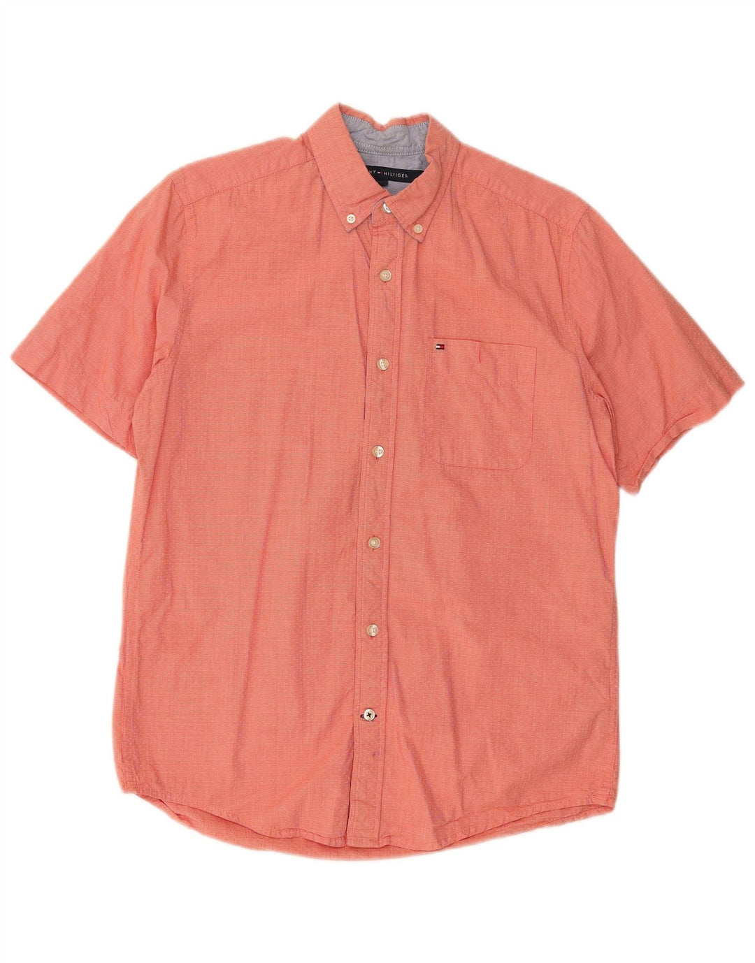 Tommy Hilfiger Chemise à manches courtes pour homme Coupe classique Petit pied-de-poule rouge