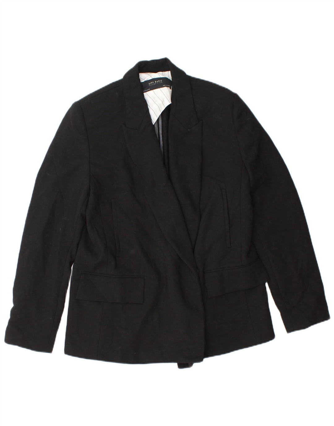 Zara Femme Blazer Veste UK 14 Moyen Noir Polyester