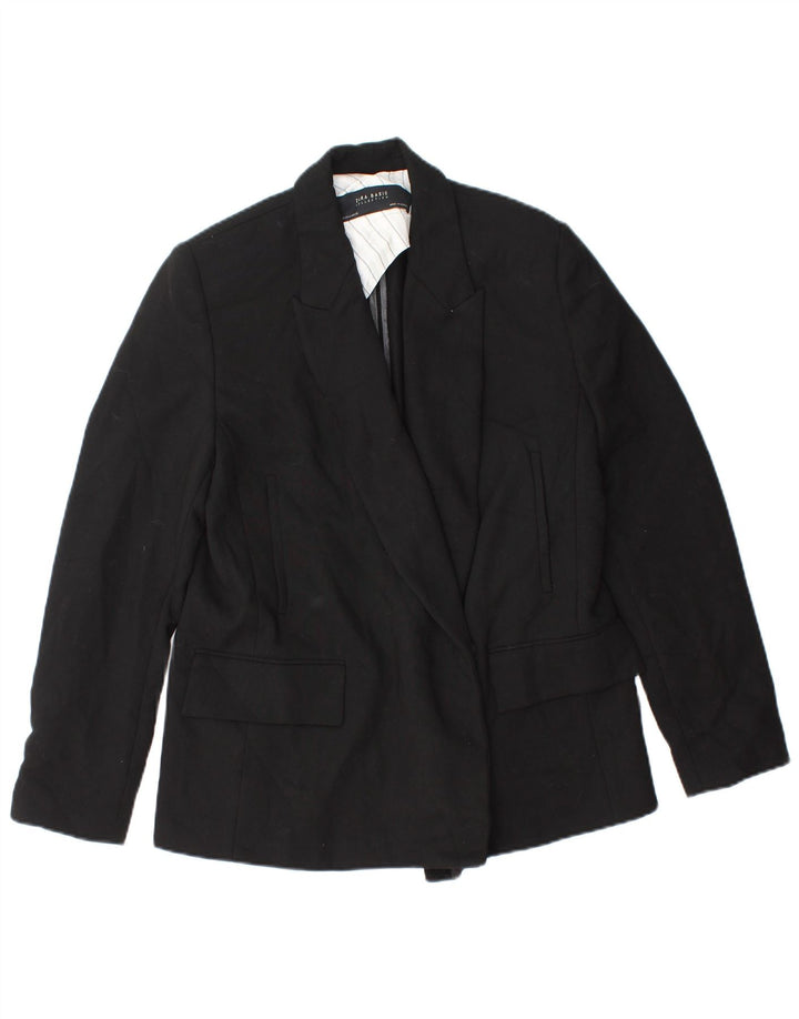 Zara Femme Blazer Veste UK 14 Moyen Noir Polyester