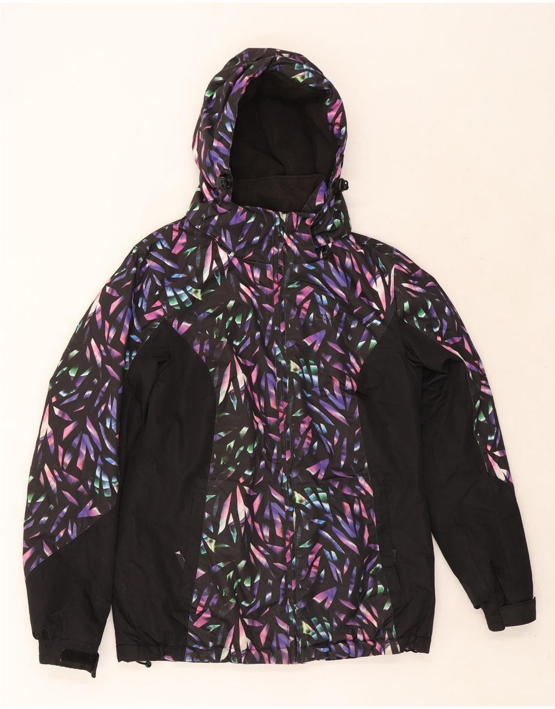 Mountain Warehouse Veste de ski à capuche pour femme UK 8 Small Noir Géométrique