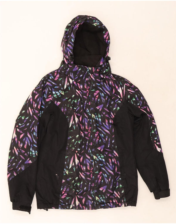 Mountain Warehouse Veste de ski à capuche pour femme UK 8 Small Noir Géométrique
