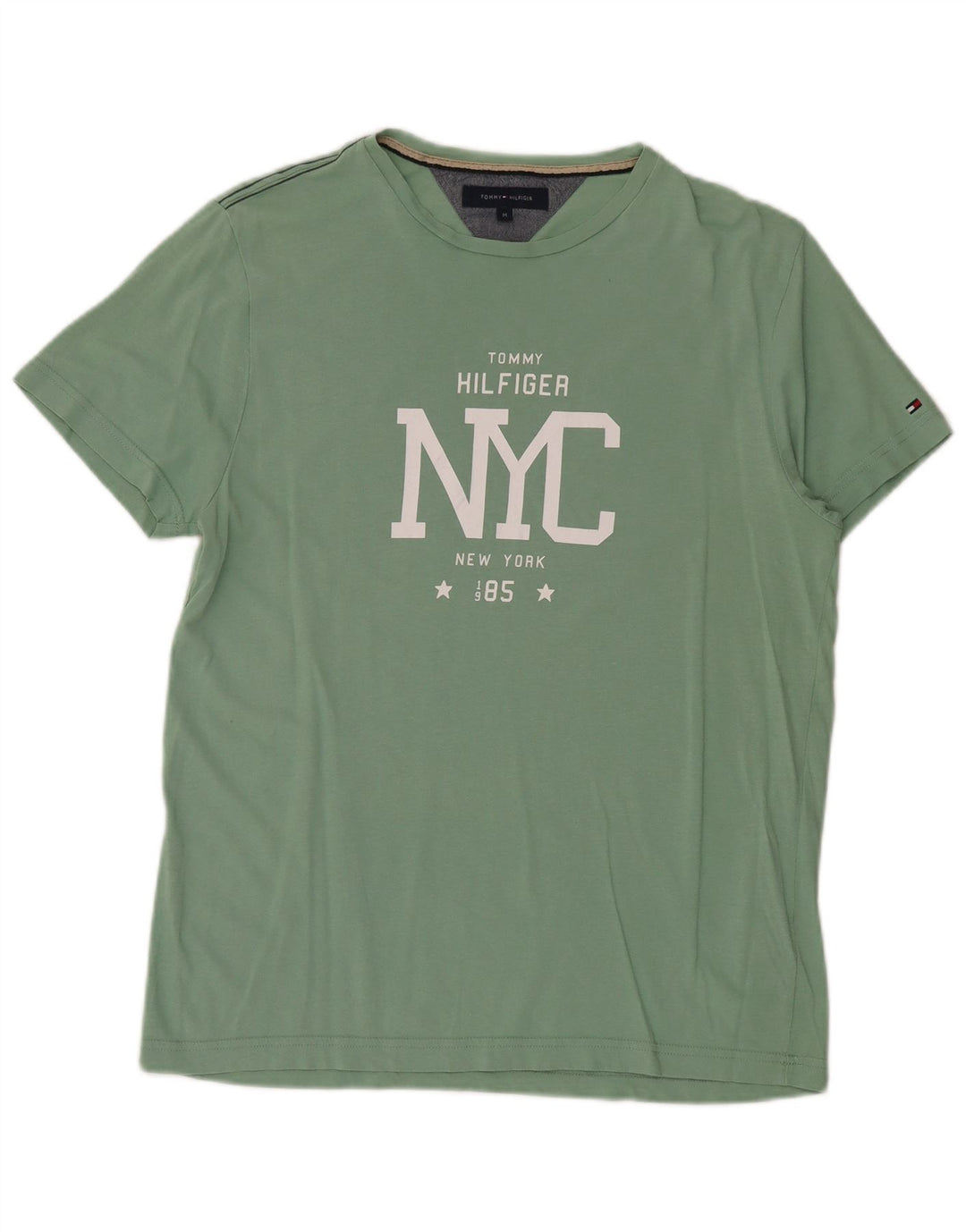 Tommy Hilfiger T-Shirt Graphique Homme Vert Moyen Coton