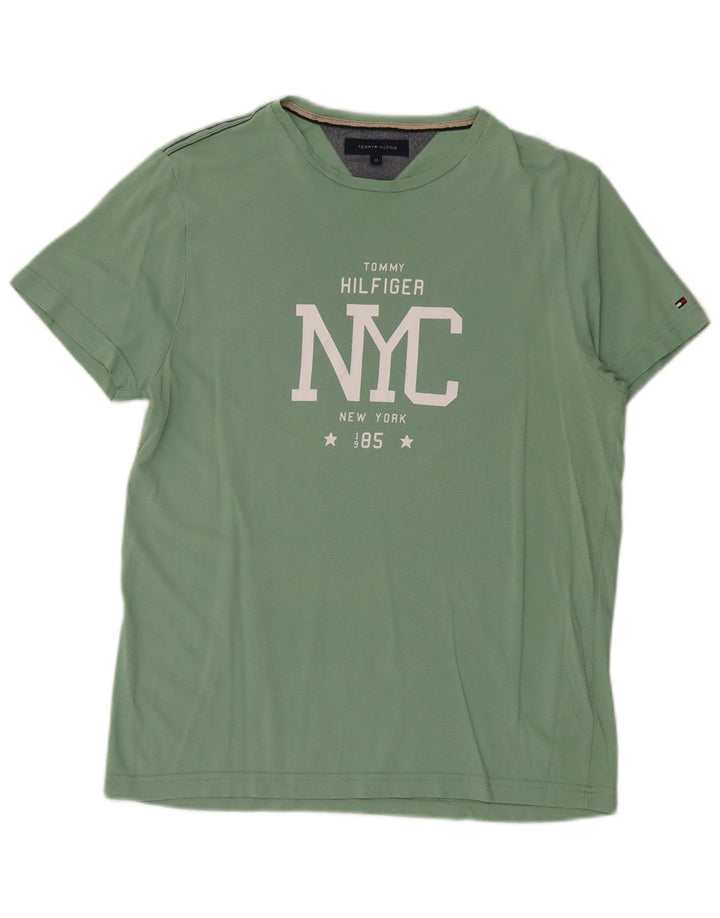 Tommy Hilfiger T-Shirt Graphique Homme Vert Moyen Coton