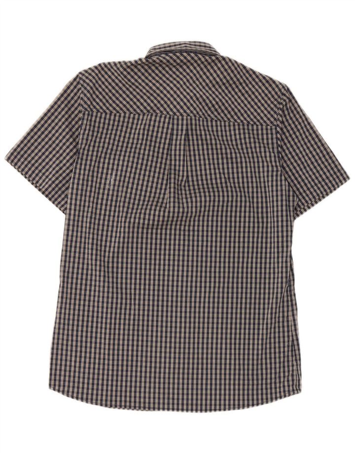 Rohan Chemise à manches courtes pour homme Petit tissu vichy bleu marine en polyester