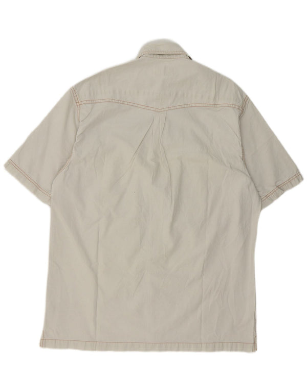 John Baner Chemise à manches courtes pour homme en coton géométrique beige moyen Western