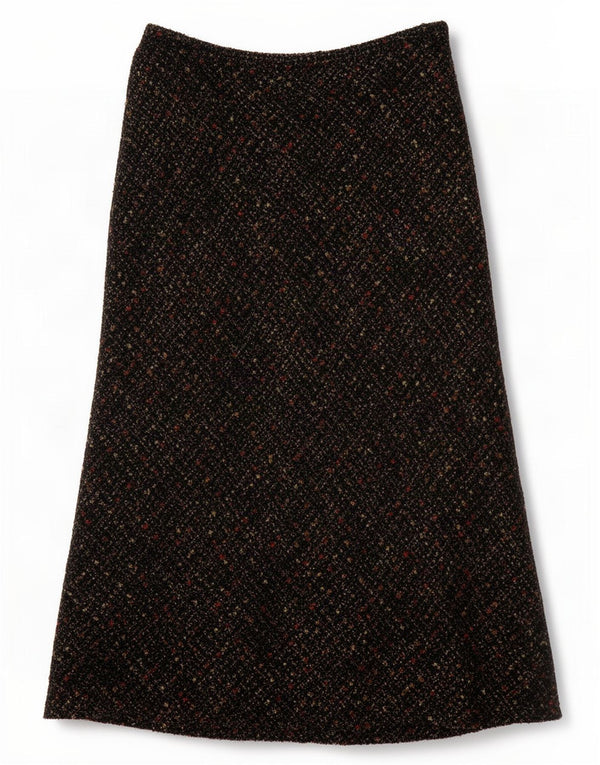 Viyella Jupe Maxi Femme UK 10 Petite W28 Laine Mouchetée Marron