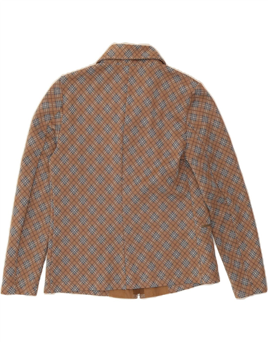 BENETTON Womens Blazer Jacket UK 12 Medium Brown Check Polyester Vintage Benetton and Second-Hand Benetton from Messina Hembry 